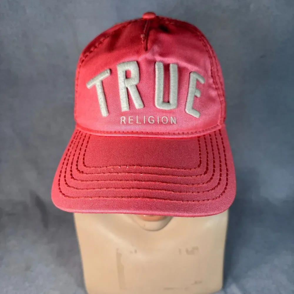 True Religion Reflective Coated Twill Baseball Cap Pink Bougainvillea